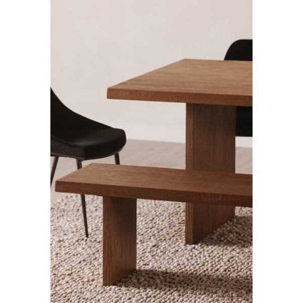 English Elm Bench, Solid Oak Sandblasted Amber Finish Minimalist Seat for Dining Entryway Bedroom B2769S00091
