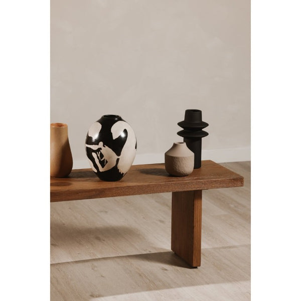 English Elm Bench, Solid Oak Sandblasted Amber Finish Minimalist Seat for Dining Entryway Bedroom B2769S00091