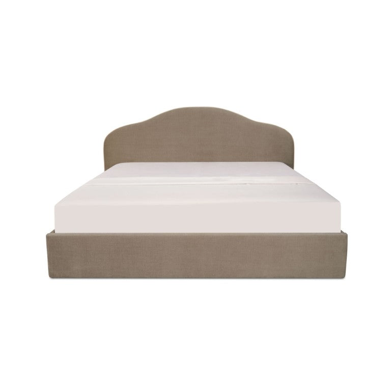English Elm King Upholstered Storage Bed Solid Wood Frame Arched Headboard Hydraulic Lift B2769S00092