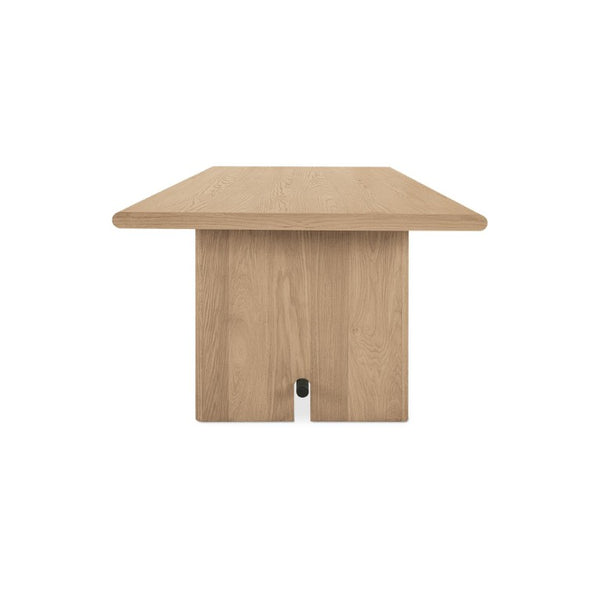 English Elm Dining Table Seats Six with Oak Veneer Top Carved Legs and Bronze Spreader Bar B2769S00093