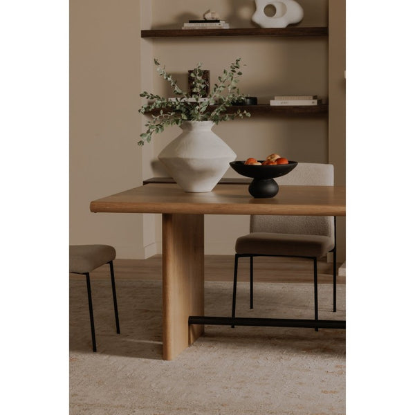 English Elm Dining Table Seats Six with Oak Veneer Top Carved Legs and Bronze Spreader Bar B2769S00093