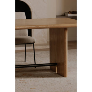 English Elm Dining Table Seats Six with Oak Veneer Top Carved Legs and Bronze Spreader Bar B2769S00093