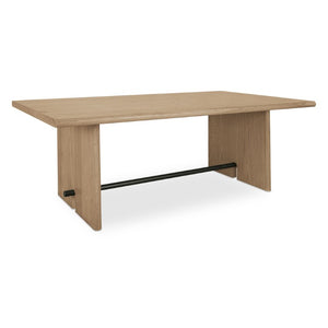 English Elm Dining Table Seats Six with Oak Veneer Top Carved Legs and Bronze Spreader Bar B2769S00093