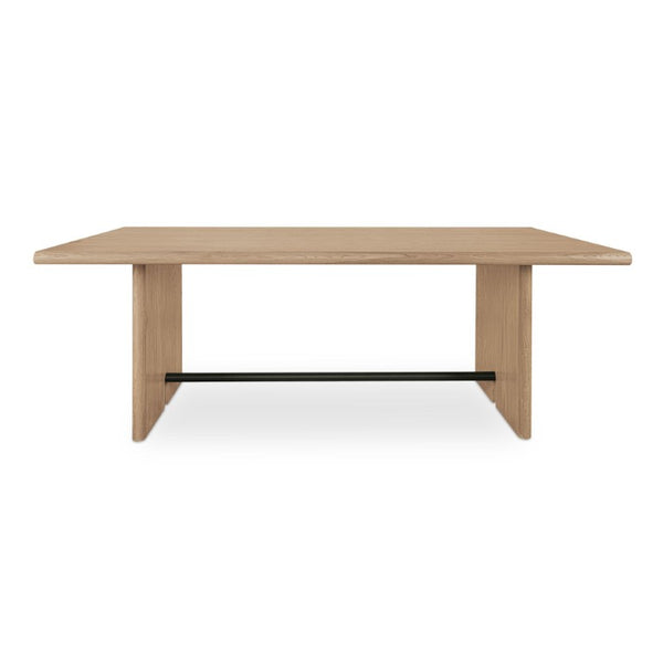 English Elm Dining Table Seats Six with Oak Veneer Top Carved Legs and Bronze Spreader Bar B2769S00093