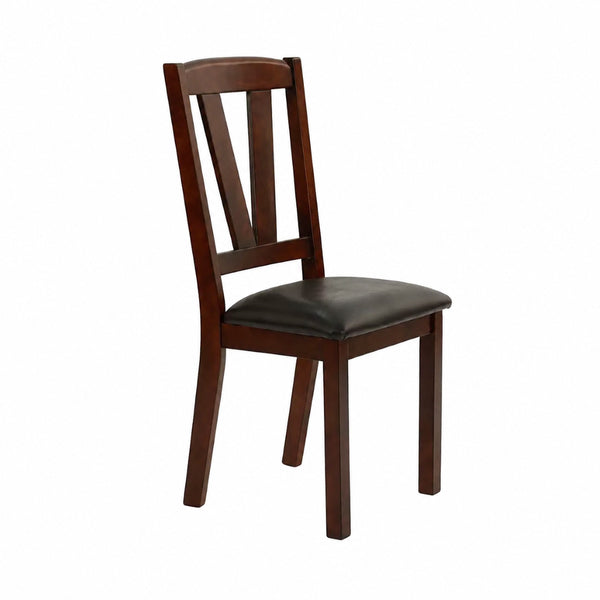 English Elm Set of 2 Cushioned Rubberwood Dining Chairs Warm Brown Finish for Kitchen Tables B2770P507144