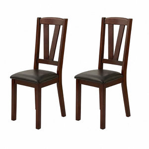 English Elm Set of 2 Cushioned Rubberwood Dining Chairs Warm Brown Finish for Kitchen Tables B2770P507144