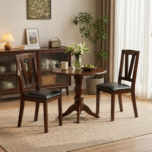 English Elm Set of 2 Cushioned Rubberwood Dining Chairs Warm Brown Finish for Kitchen Tables B2770P507144