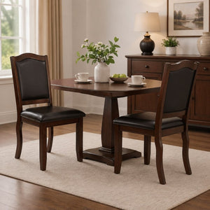 English Elm Set of 2 Rubberwood Dining Chairs with Cushioned Seat and Ergonomic Upholstered Back B2770P507219