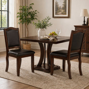 English Elm Set of 2 Rubberwood Dining Chairs with Cushioned Seat and Ergonomic Upholstered Back B2770P507219