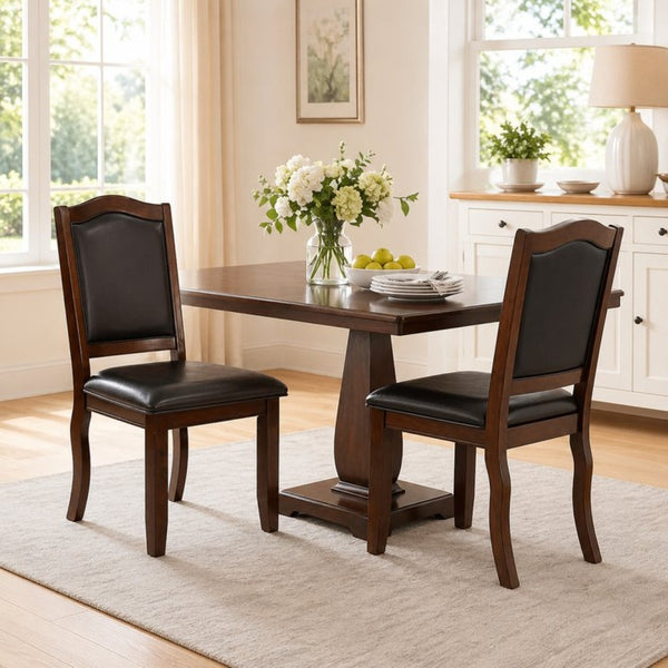 English Elm Set of 2 Rubberwood Dining Chairs with Cushioned Seat and Ergonomic Upholstered Back B2770P507219