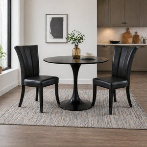 English Elm Set of 2 High Back Faux Leather Dining Chairs with Padded Seat for Modern Interiors B2770P507527