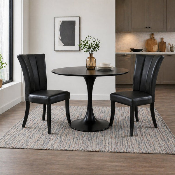 English Elm Set of 2 High Back Faux Leather Dining Chairs with Padded Seat for Modern Interiors B2770P507527