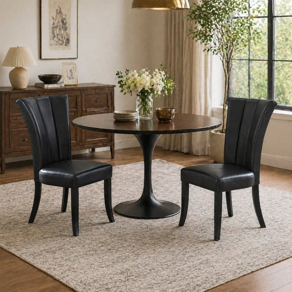 English Elm Set of 2 High Back Faux Leather Dining Chairs with Padded Seat for Modern Interiors B2770P507527