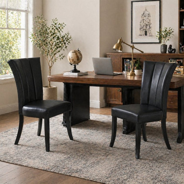 English Elm Set of 2 High Back Faux Leather Dining Chairs with Padded Seat for Modern Interiors B2770P507527