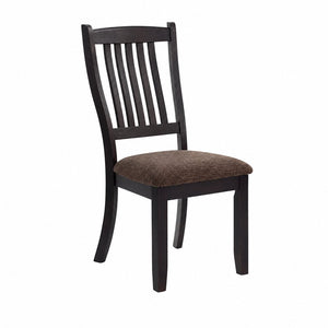 English Elm Set of 2 Rubberwood Dining Chairs with Upholstered Seat and Slat Back for Versatile Rooms B2770P507648