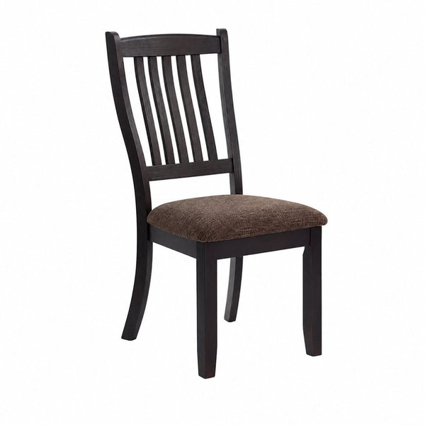 English Elm Set of 2 Rubberwood Dining Chairs with Upholstered Seat and Slat Back for Versatile Rooms B2770P507648