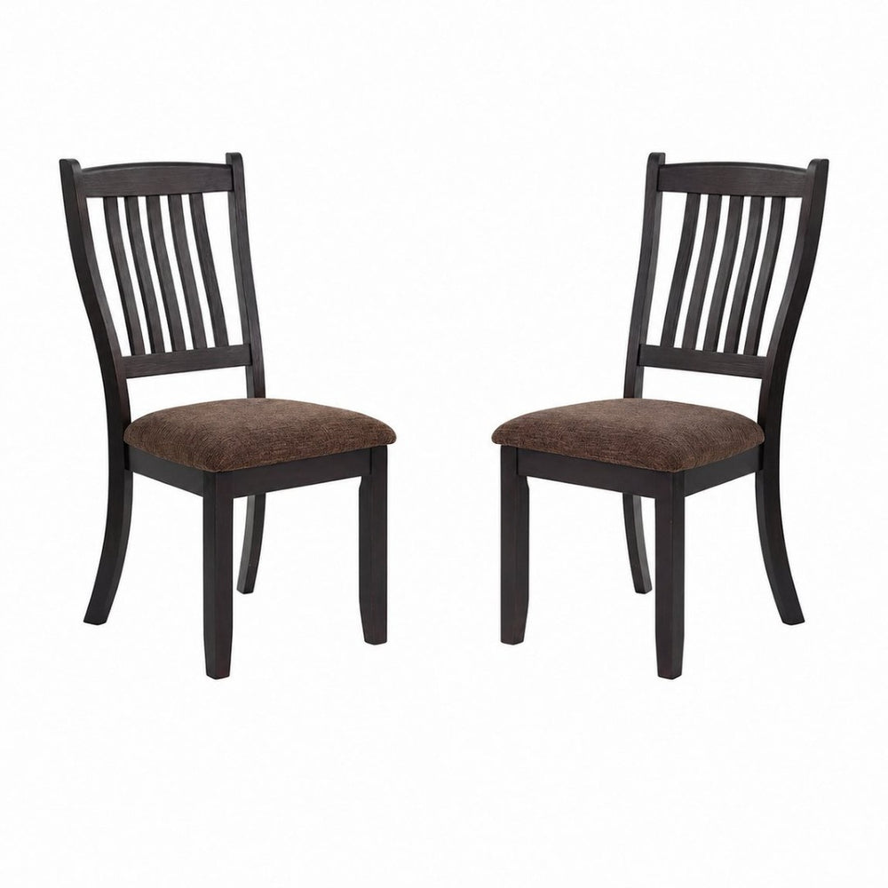 English Elm Set of 2 Rubberwood Dining Chairs with Upholstered Seat and Slat Back for Versatile Rooms B2770P507648