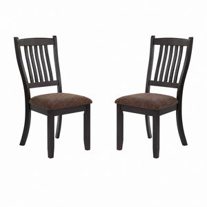 English Elm Set of 2 Rubberwood Dining Chairs with Upholstered Seat and Slat Back for Versatile Rooms B2770P507648