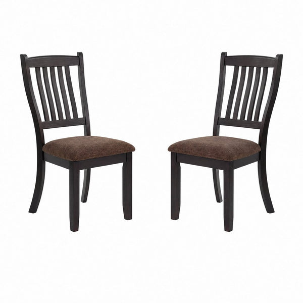 English Elm Set of 2 Rubberwood Dining Chairs with Upholstered Seat and Slat Back for Versatile Rooms B2770P507648