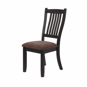 English Elm Set of 2 Rubberwood Dining Chairs with Upholstered Seat and Slat Back for Versatile Rooms B2770P507648