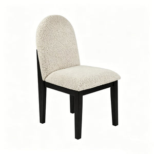 English Elm Set of 2 White Fabric Dining Chairs Rubberwood Frame Ergonomic Modern Seating B2770P508839