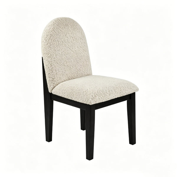 English Elm Set of 2 White Fabric Dining Chairs Rubberwood Frame Ergonomic Modern Seating B2770P508839