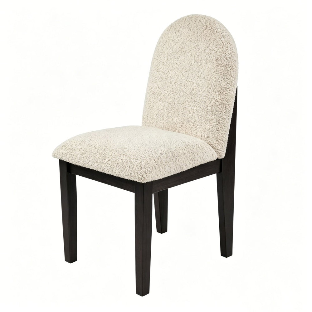 English Elm Set of 2 White Fabric Dining Chairs Rubberwood Frame Ergonomic Modern Seating B2770P508839