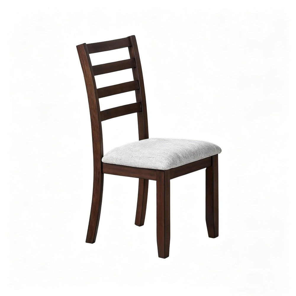 English Elm Set of 2 Farmhouse Ladder Back Chairs Solid Rubberwood Walnut Upholstered Seat B2770P508847