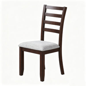 English Elm Set of 2 Farmhouse Ladder Back Chairs Solid Rubberwood Walnut Upholstered Seat B2770P508847
