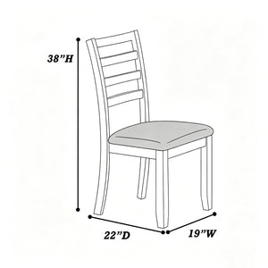 English Elm Set of 2 Farmhouse Ladder Back Chairs Solid Rubberwood Walnut Upholstered Seat B2770P508847