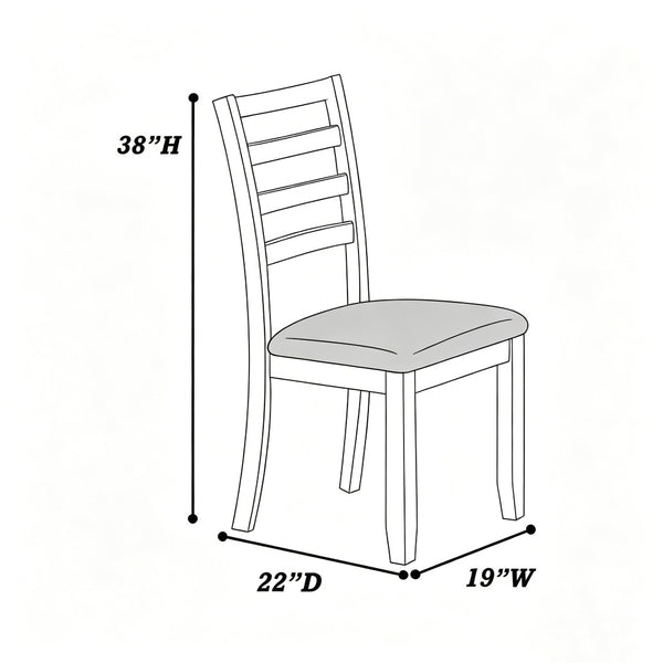 English Elm Set of 2 Farmhouse Ladder Back Chairs Solid Rubberwood Walnut Upholstered Seat B2770P508847
