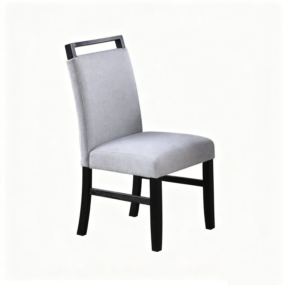English Elm Set of 2 Upholstered Rubberwood Dining Chairs with Sculpted Pull Handle for Modern Homes B2770P508860
