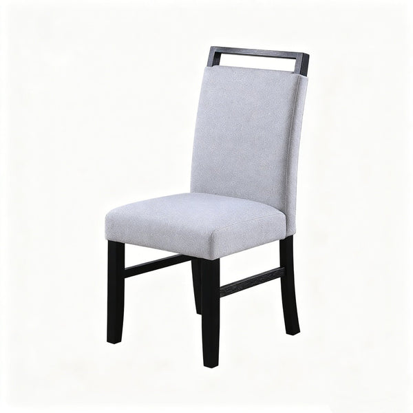 English Elm Set of 2 Upholstered Rubberwood Dining Chairs with Sculpted Pull Handle for Modern Homes B2770P508860
