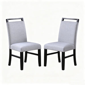 English Elm Set of 2 Upholstered Rubberwood Dining Chairs with Sculpted Pull Handle for Modern Homes B2770P508860