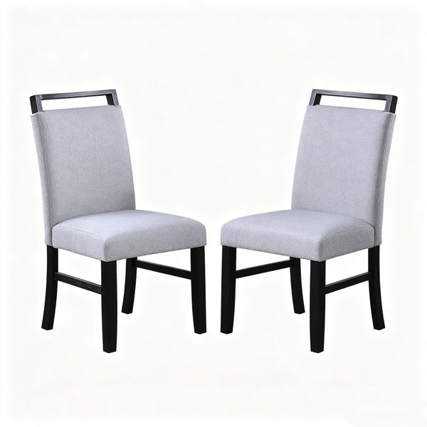 English Elm Set of 2 Upholstered Rubberwood Dining Chairs with Sculpted Pull Handle for Modern Homes B2770P508860
