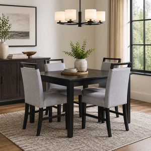 English Elm Set of 2 Upholstered Rubberwood Dining Chairs with Sculpted Pull Handle for Modern Homes B2770P508860