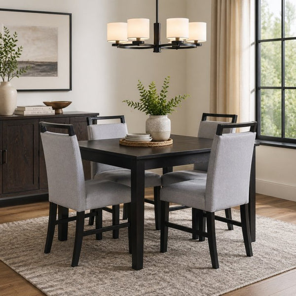English Elm Set of 2 Upholstered Rubberwood Dining Chairs with Sculpted Pull Handle for Modern Homes B2770P508860