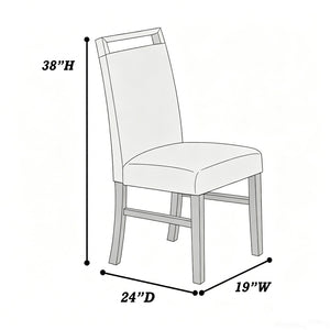 English Elm Set of 2 Upholstered Rubberwood Dining Chairs with Sculpted Pull Handle for Modern Homes B2770P508860