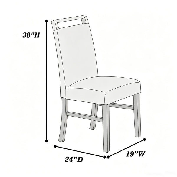 English Elm Set of 2 Upholstered Rubberwood Dining Chairs with Sculpted Pull Handle for Modern Homes B2770P508860
