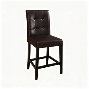 English Elm Set of 2 Tufted Faux Leather Counter Stools Solid Wood Frame Kitchen Island Seating B2770P508880