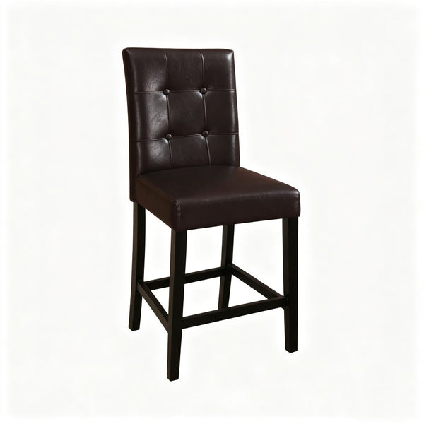 English Elm Set of 2 Tufted Faux Leather Counter Stools Solid Wood Frame Kitchen Island Seating B2770P508880