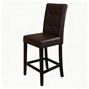 English Elm Set of 2 Tufted Faux Leather Counter Stools Solid Wood Frame Kitchen Island Seating B2770P508880