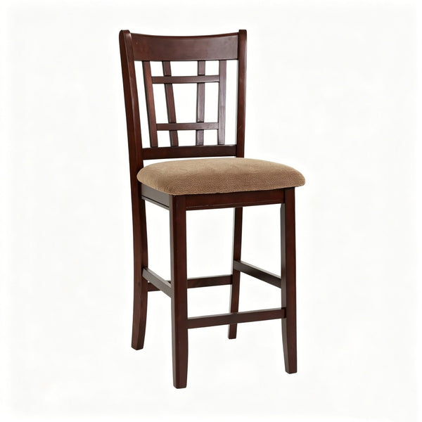 English Elm Set of 2 Solid Wood Open Back Counter Stools Upholstered Seat for Kitchen Islands B2770P508909