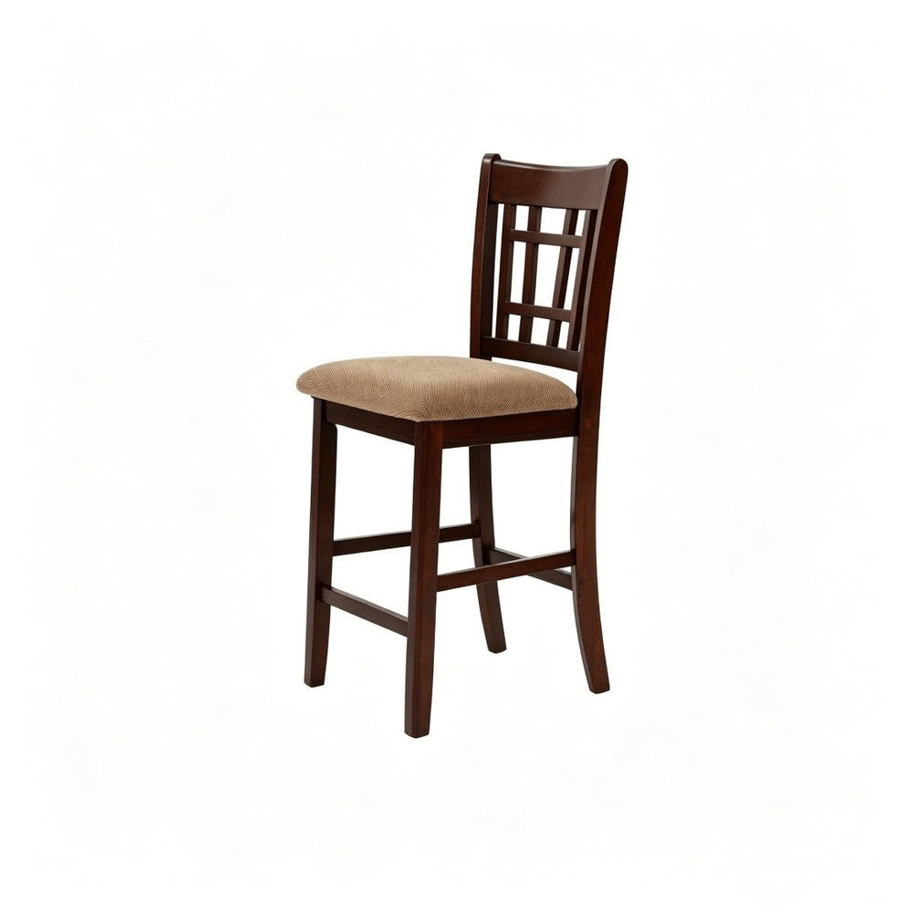 English Elm Set of 2 Solid Wood Open Back Counter Stools Upholstered Seat for Kitchen Islands B2770P508909
