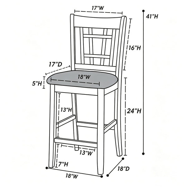 English Elm Set of 2 Solid Wood Open Back Counter Stools Upholstered Seat for Kitchen Islands B2770P508909