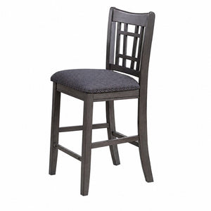 English Elm 2pcs Upholstered Counter Stools Nailhead Fabric Seat Wood Frame Kitchen Island Chairs B2770P508924