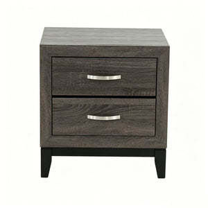 English Elm 2 Drawer Nightstand Wood Grain Finish Solid Frame Compact Bedside Storage Table B2770P509777