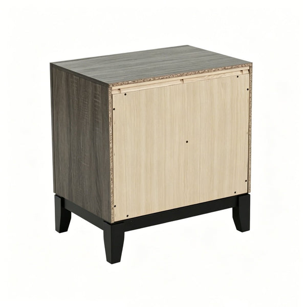 English Elm 2 Drawer Nightstand Wood Grain Finish Solid Frame Compact Bedside Storage Table B2770P509777