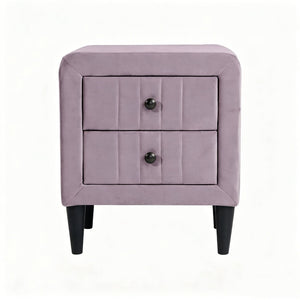 English Elm Modern Blush Velvet Upholstered Nightstand Two Drawer Bedside Table Glam Bedroom B2770P509804