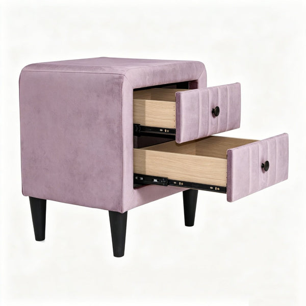 English Elm Modern Blush Velvet Upholstered Nightstand Two Drawer Bedside Table Glam Bedroom B2770P509804
